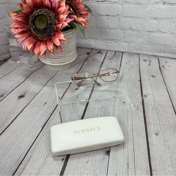 vtg Versace Women\'s Glasses frames only in case designer rose gold color main image 4